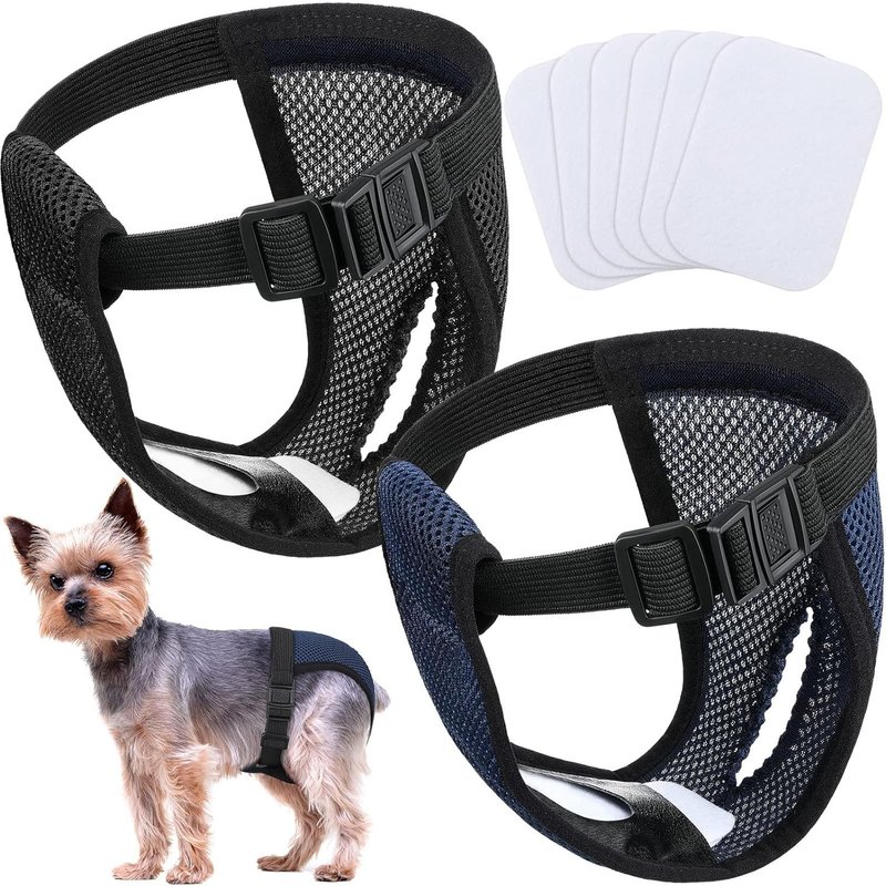 2 Paquets Noir Et Bleu (S)Couches Pour Chien Femelles Lavables Pantalon Pour Chien De Protection Avec 6 Serviettes Hygiéniques Culotte Menstruelle Pour Chien Chaleurs Saignements Mensuels