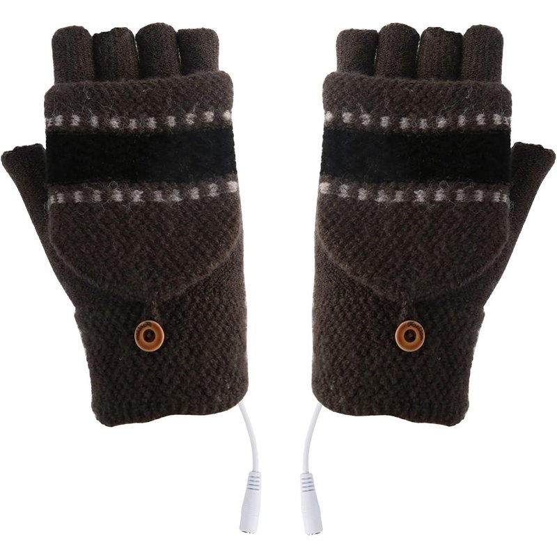 Gants chauffants USB unisexes pour homme et femme - Gants d'hiver chauds pour ordinateur portable - Gants complets et semi-chauffants - Gants chauffants tricotés - Lavables