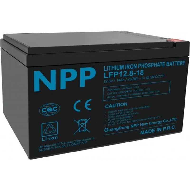Batterie 12.8V 18Ah LFP 230Wh M5 + Bluetooth NPP LFP12.8-18