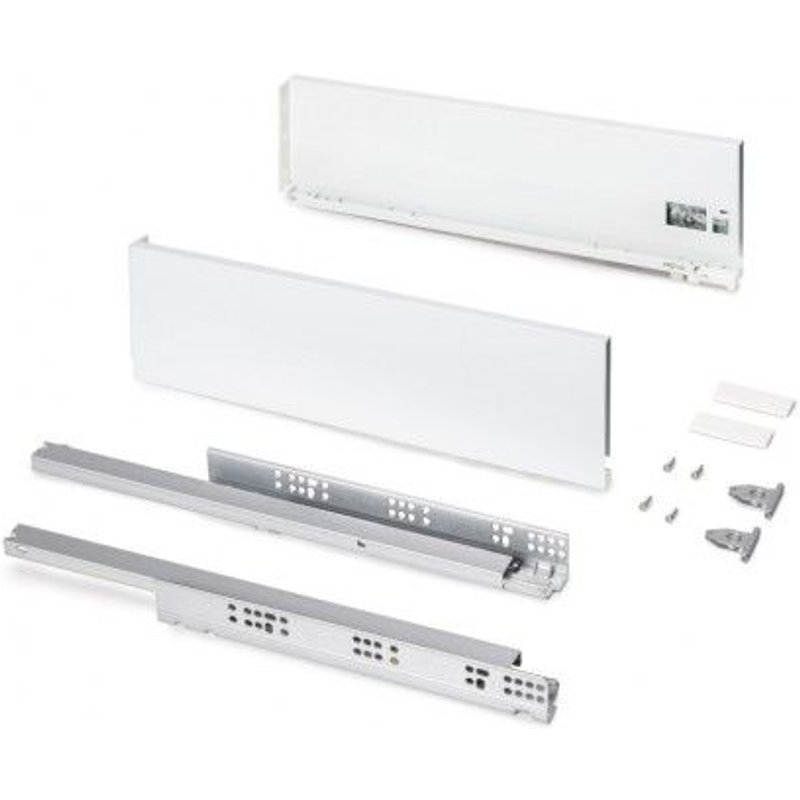 Tiroir en kit - sortie totale - côtés acier 131 mm - Protone - blanc - profondeur 500 mm EMUCA