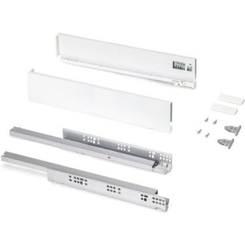 Tiroir en kit - sortie totale - côtés acier 93 mm - Protone - blanc - profondeur 500 mm EMUCA