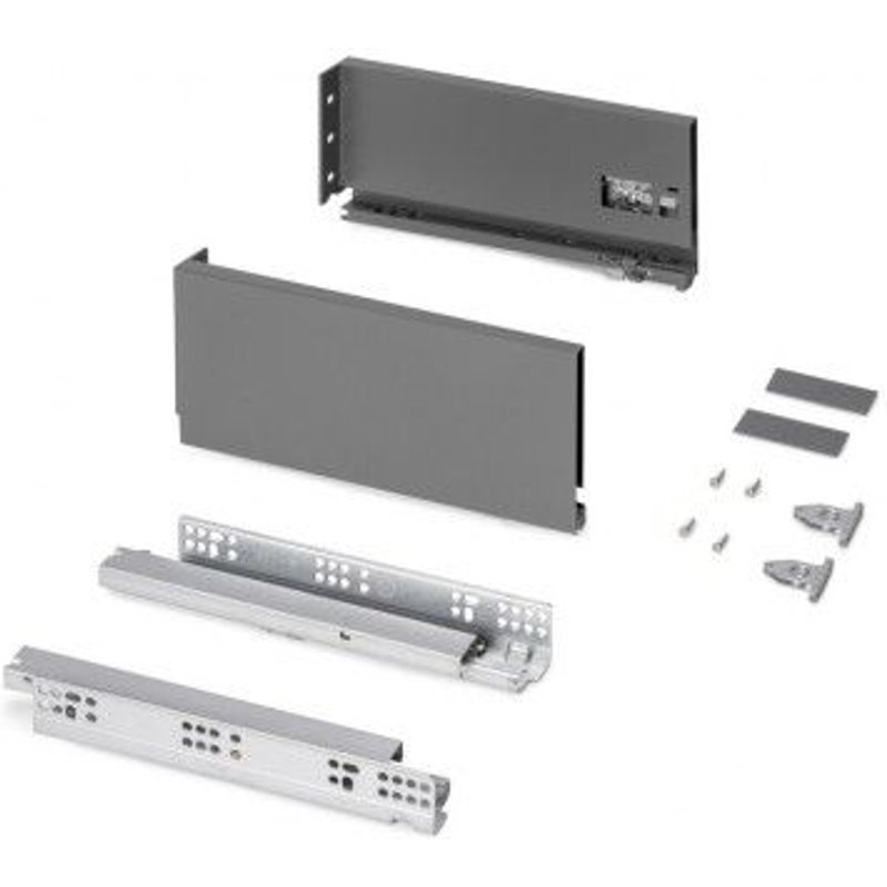 Tiroir en kit - sortie totale - côtés acier 131 mm - Protone - anthracite - profondeur 300 mm EMUCA