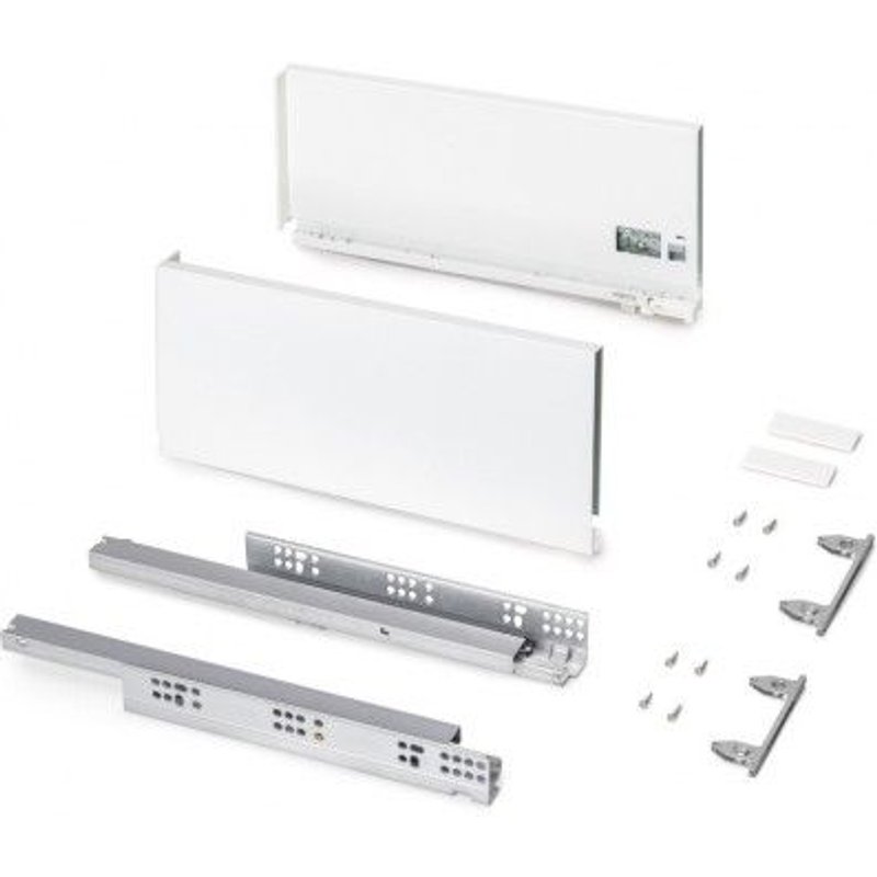 Tiroir en kit - sortie totale - côtés acier 178 mm - Protone - blanc - profondeur 400 mm EMUCA