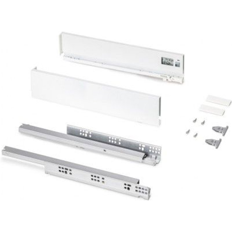 Tiroir en kit - sortie totale - côtés acier 93 mm - Protone - blanc - profondeur 450 mm EMUCA