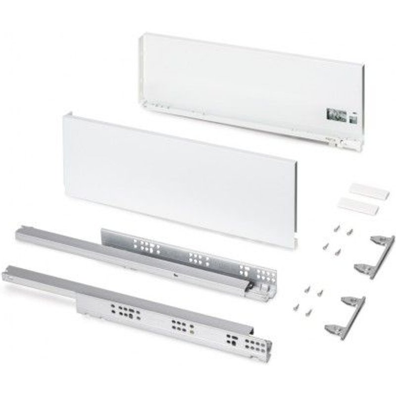 Tiroir en kit - sortie totale - côtés acier 178 mm - Protone - blanc - profondeur 500 mm EMUCA