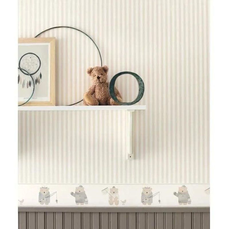 Casadeco My Little World papier peint à rayures gris blanc