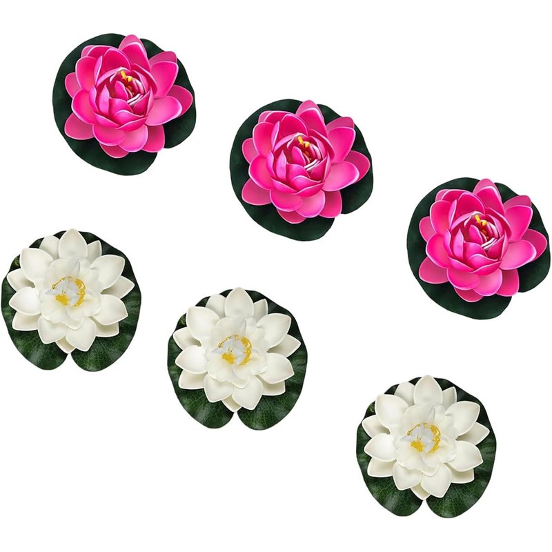 Lot De 6 Lotus Artificiels Flottants Pour Étang,Fontaine,Jardin,Piscine,Étang À Poissons,Décoration D'aquarium
