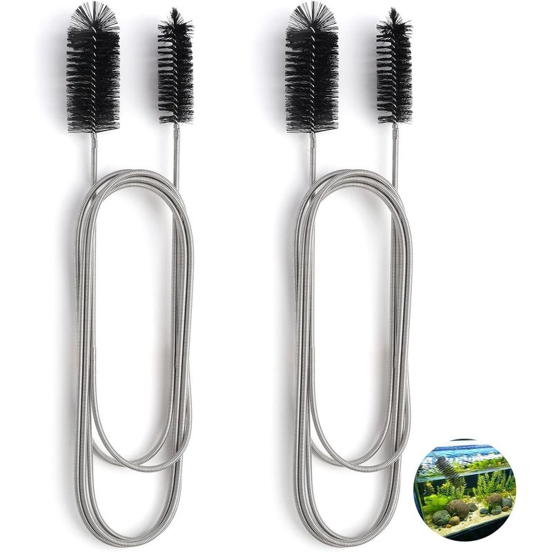 2 Pcs De Nettoyage De Tuyau 200 Cm,Canalisation En Acier Inoxydable Et Nylon,Nettoyage Tuyaux Aquarium,Joint Carrelage,Cuisine Et Salle De Bain