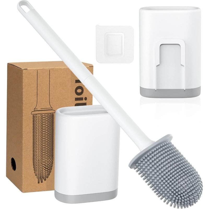 WC et Support en Silicone,Poils Souples et Flexibles,Support à séchage Rapide,Nettoyage en Profondeur,Fixation Murale et au Sol