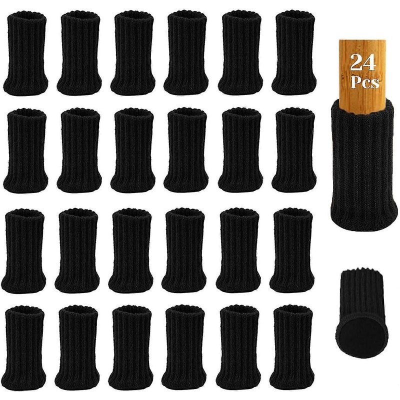 Nouveau Produit,24pcs Feutre Meubles Chaise Chaussettes,Table Meubles Couvertures Chaise Pieds Couvertures Caps Pieds Coussinets Sol Protège (Noir)