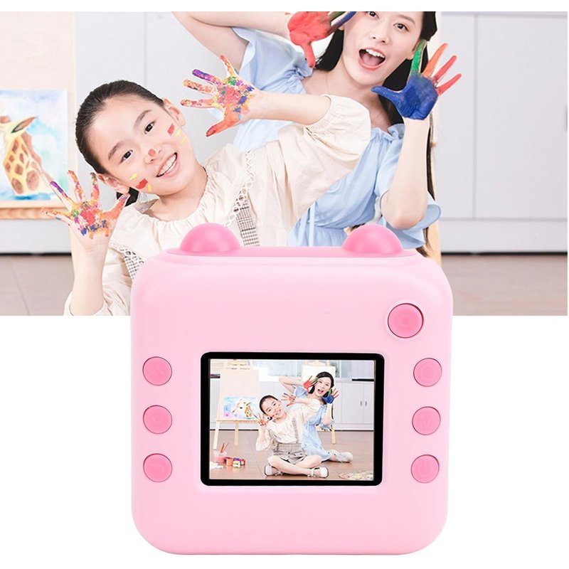 LETNERNY-Appareil Photo Pour Enfants, Appareil Photo Numérique À Impression Instantanée 48Mp 1080P, Appareil Photo Numérique À Selfie Avec Écran Ips De 2,4 Pouces, Appareil Photo (Pink)