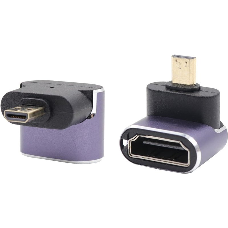 SUNY-Lot De 2 Adaptateurs Coudés Vers Le Bas Uhd 8K Micro Hdmi Vers Hdmi-Standard 48 Gbps-Haute Vitesse 2.1-Prise En Charge 8K @ 60 Hz,4 K @ 120 Hz