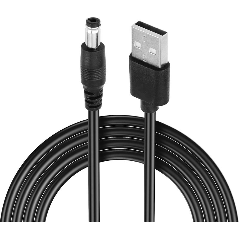 USB to DC Cable 5V Socket, 0.5A 0.5A USB Power Adapter Universal Mains with Jack Barrel 5.5 x 2.1mm Converter Charger for Laptop Router LED Light and More