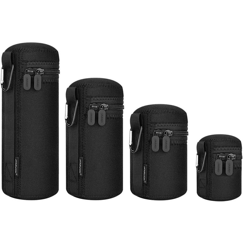 4 x Water Resistant Camera Lens Cases, Camera Drawstring Lens Pouch Bag of 4 Different Sizes for Nikon, Pentax, Tamron, Sigma, Sony, Olympus, Panasonic
