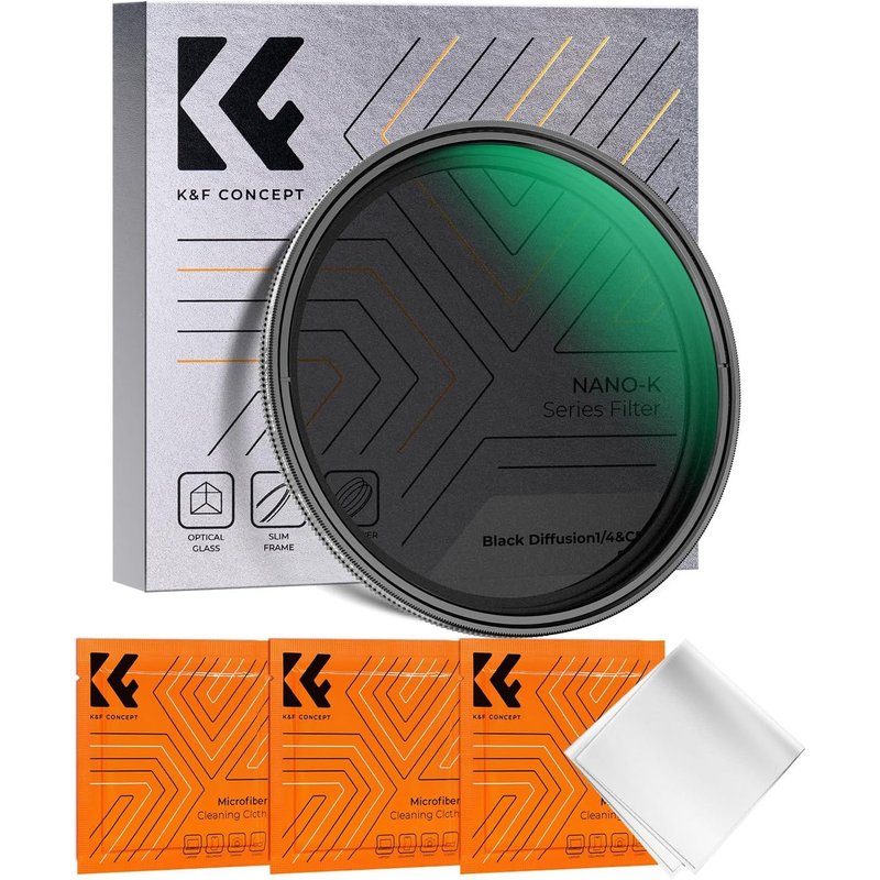 67 mm Black-Mist 1/4 Filter and ND2-32 Filter 2 in 1 and Special Effect Cleaning Cloth for Camera Lens