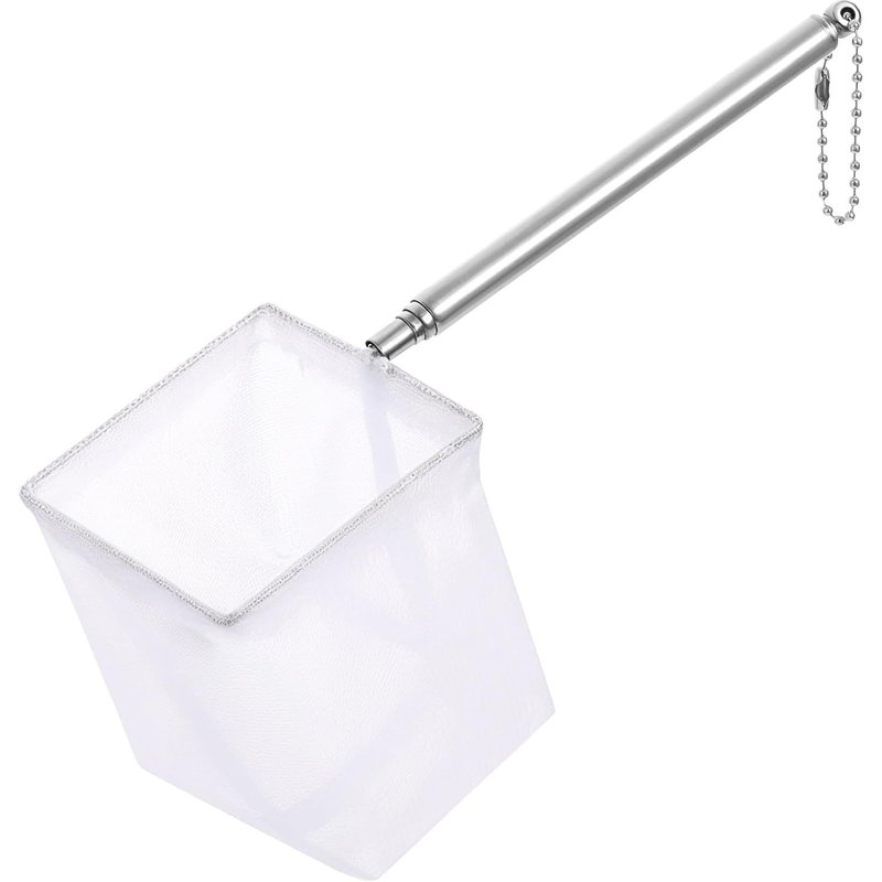 Fish Tank Skimmer Net With Extendable Handle, 2.5 Inch Small Fish Net Thin Soft Fish Net Telescopic Fish Net Fish Tank Skimmer Fish Tank Cleaning Accessories For Fish Tank Pond Stream