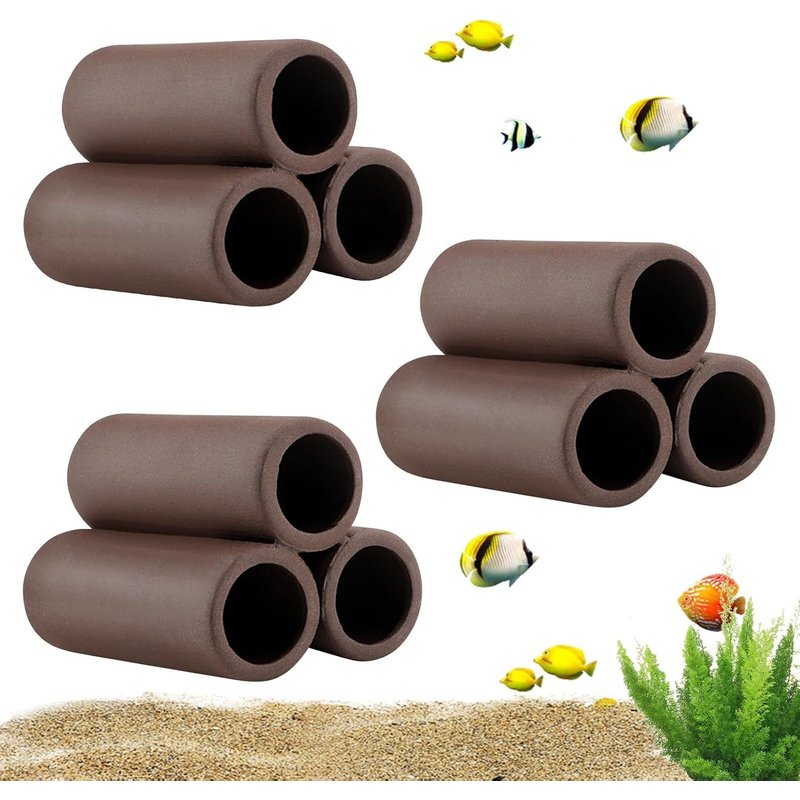 3 Pcs Ceramic Aquarium Fish Tank Hiding Cave Decoration Fish Tank Accessory Shrimp Cavity Ceramic Cave