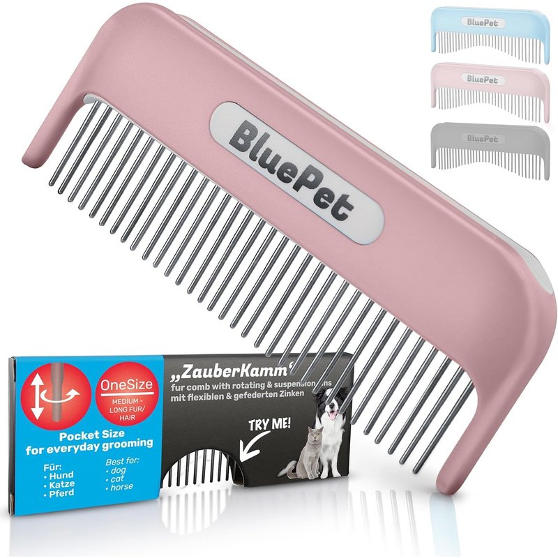 Magic Comb For Dogs & Cats With Long Hair, Grooming Comb, Removes Tangles, Anti Tangle And Detangling Brush, Effective And Soft Curry With Rotating Teeth, Removing Dogs (Pink)