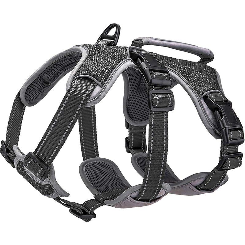Multi-Use Dog Harness, Leak-Proof, No Pull, Adjustable Reflective Vest With Durable Handle, Walking Harness For Large Dogs (Black, M)