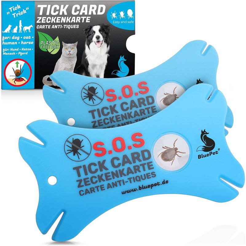 2 X Tick Cards With Magnifying Glass Credit Card Size I Tick Remover For Removing Ticks & Nymphs In Humans And Animals I For First Aid Kit Dog & Cat At Home