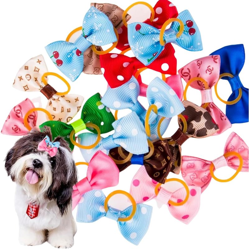 Dog Bow, Elastic Dog Tie, Dog Hair Bow, Dog Hair Accessory, For Small Dogs, Cats, Puppies, 15 Pieces