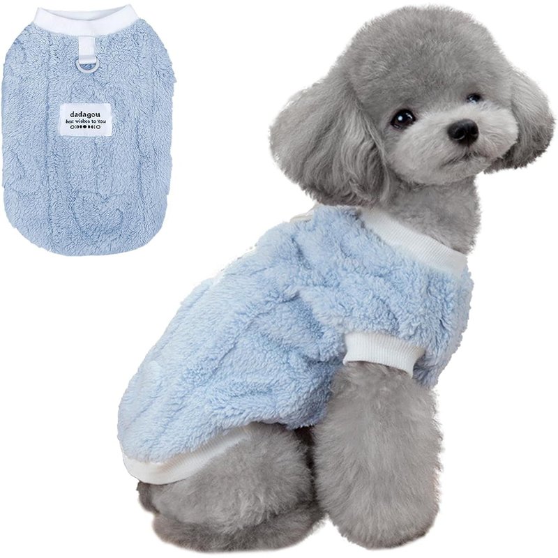 Small Dog Jumper, Cat Clothing, Warm Winter Pet Jumper (Blue, M)