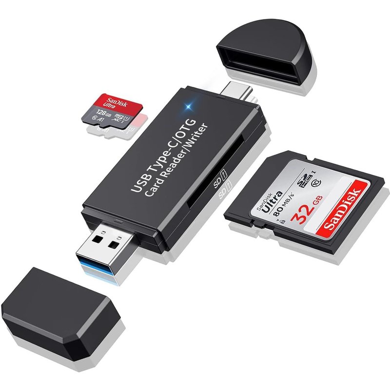 SD/Micro SD Card Reader, USB 3.0 and USB-C to SD/TF Memory Card Adapter, Support UHS-I SDHC/SDXC/MicroSD, Suitable for Mac, Macbook, Computer, Laptop, iPad 10, iPho
