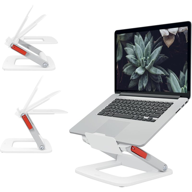 Laptop Stand 13"" to 15"" with Adjustable Height & Angle and 6 Presets, Compact Size, 63% Recycled Plastic & 100% Recyclable, Ergo Range, Color White (64240001)
