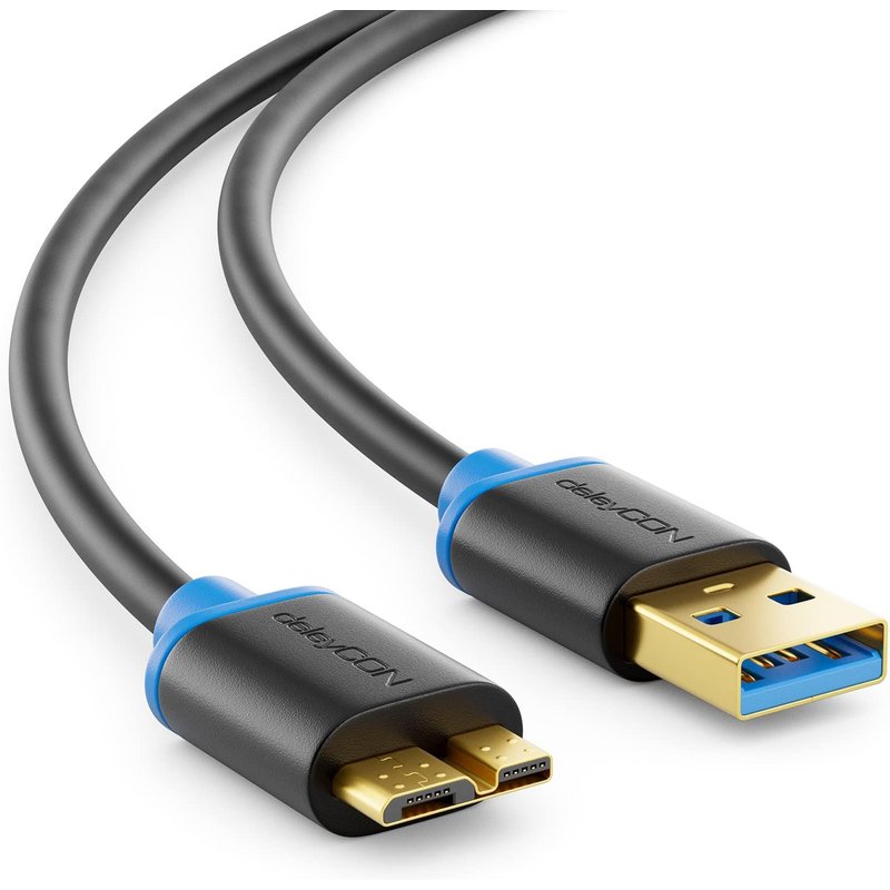1 m Micro USB 3.0 Cable - USB A Male to Micro B Male - Up to 5 Gbps - Charging Cable Data Cable for Smartphone Tablet - Black / Blue