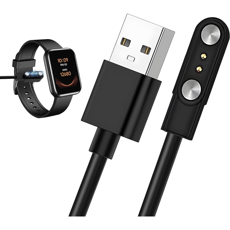 Chargeur Montre Connectée, Câble USB 2 Broches de Charge Magnétique, Espacement des Contacts du Chargeur 4 mm, Universel Câble de Recharge pour Montre pour Smart Watch Intelligente