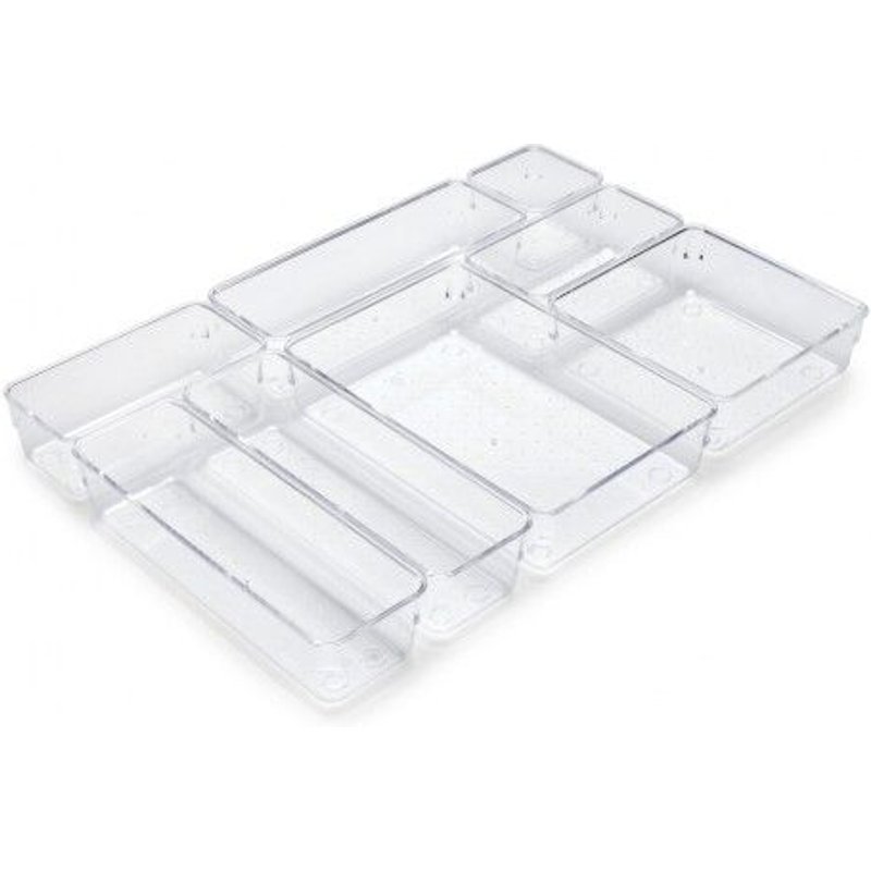 Kit de 8 organisateurs de tiroir en plastique transparent EMUCA