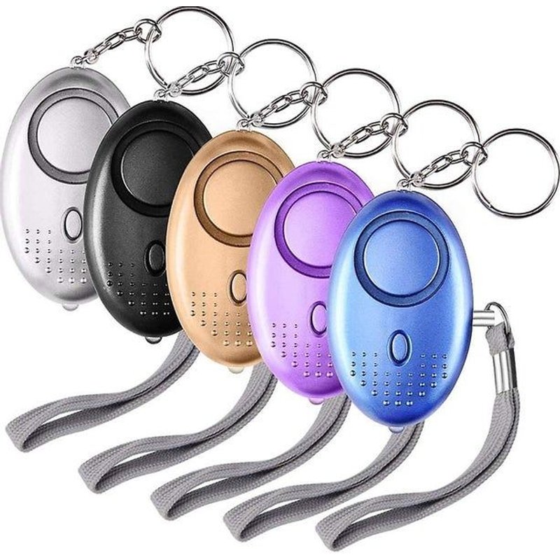 Ensemble d'alarme personnelle 140 dB 5 pièces avec lampe torche LED - Porte-clés de sécurité pour femmes, enfants et personnes âgées