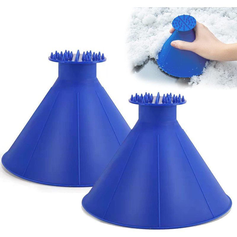 Grattoir à glace rond 2 pièces (bleu), grattoir à glace universel pour voiture, nettoyeur de pelle à neige multifonctionnel, accessoires de voiture, adapté aux SUV, pare-brise de voiture, fenêtre de v