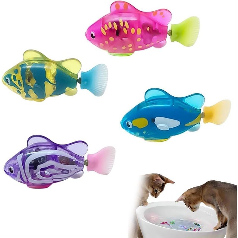 Letnerny-Lot De 4 Poissons Électroniques Pour Animaux De Compagnie, Jouet Électronique Pour Chat, Lumière Led, Poisson Électronique Qui Peut Nager Dans L'eau, Jouet Pour Chat