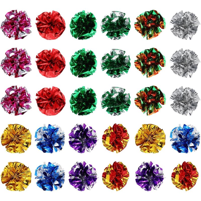 Letnerny-Lot De 30 Balles Froissées Pour Chat De 6 Cm - Boules En Aluminium Pelucheux Pour Chats - Jouet Froissé En Polyester Mylar - Balle Colorée Pour Chat