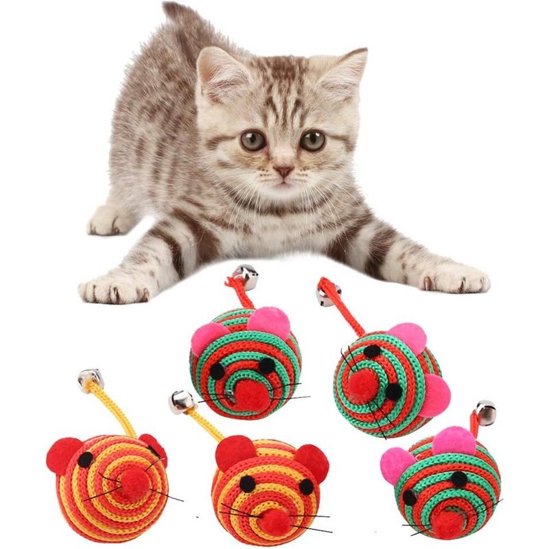 Letnerny-5 Pcs Cat Catnip Jouets Cat Chew Formation Fun Fun Toy Toy Ball Interactive Jeu Jouet Cataire Chew Souris Mignon Rat Ball Toy