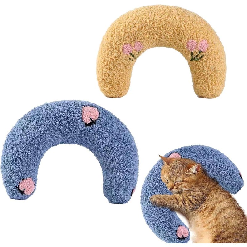 Letnerny-Lot De 2 Oreillers Pour Chat Et Chien, Petit Oreiller, Coussin Câlin Pour Chat, Oreiller Câlin Pour Chat D'intérieur, Oreiller Doux Incurvé Apaisant Pour Soulager Et Améliorer Le Sommeil