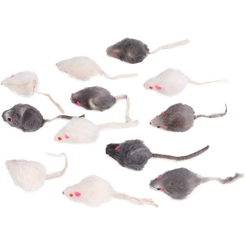 Letnerny-Chat Souris Jouets, 12pcs Chaton Animaux Domestiques Toys Avec Hochet Son Jouet Peluche Pet Jeux Chats Mâcher Interactifs Intérieur Furry Mice Cadeau Animal Jouant Mini Drôle Catnip Multicol