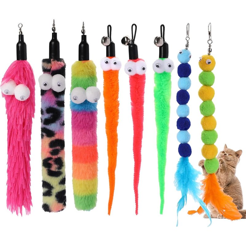 Letnerny-Lot De 8 Recharges De Baguette Pour Chat - Recharges De Vers Pour Chat - Recharges De Vers Pour Chat