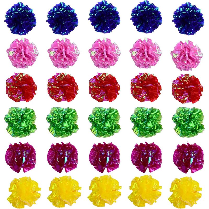 Letnerny-30 Pièces Jouets Boule Froissées Interactif Pour Chats, Boule De Papier Colorés Pour Chaton, Balles Froissées En Papier Pour Chaton