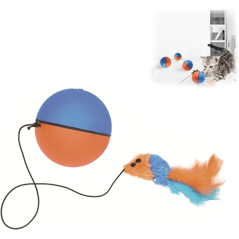 Letnerny-Balle Chats Interactif,Jouet Automatique En Plumes De Chat, Soulagement De L'ennui, Jouet De Balle Électrique Interactif Intelligent Pour Chat, Résistant Aux Morsures, Utilisation Sûre En In