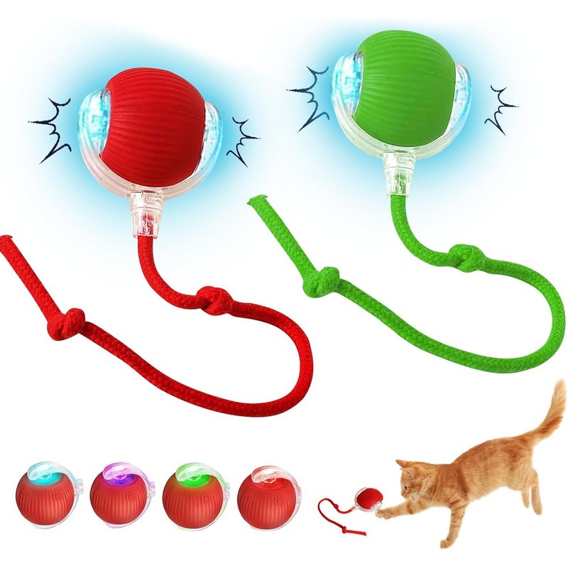 Letnerny-Jouet Interactif Pour Chat, Balle Roulante Automatique, Boule Électrique Chargement Usb 360° À Roulement, Balle Mouvement Irrégulier Pour Chien Chat (2pcs)