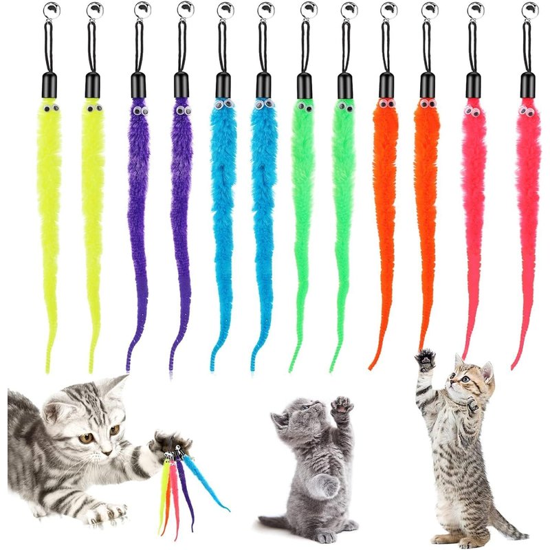 Letnerny-Lot De 12 Jouets Pour Chat D'intérieur - Recharges De Rechange Pour Chat - Accessoires De Jouet En Plumes Pour Chat