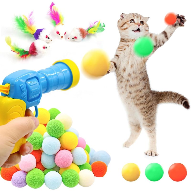 Letnerny-Lot De 108 Jouets Interactifs Pour Chat Avec 100 Boules À Pompons Pour Chat - Jouets Interactifs Pour Chat - Pour Entraînement D'intérieur