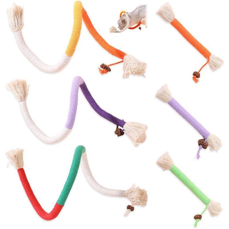 Letnerny-6 Pièces Corde Chat Jouet À Mordre Pour Chat, Baton A Macher Pour Chat, Jouet Dentaire Chaton, Jouet Dentition Chat, Batonnet Herbe A Chat,Cataire Baton Dent,Baton Catnip Pour Soins Dentaire