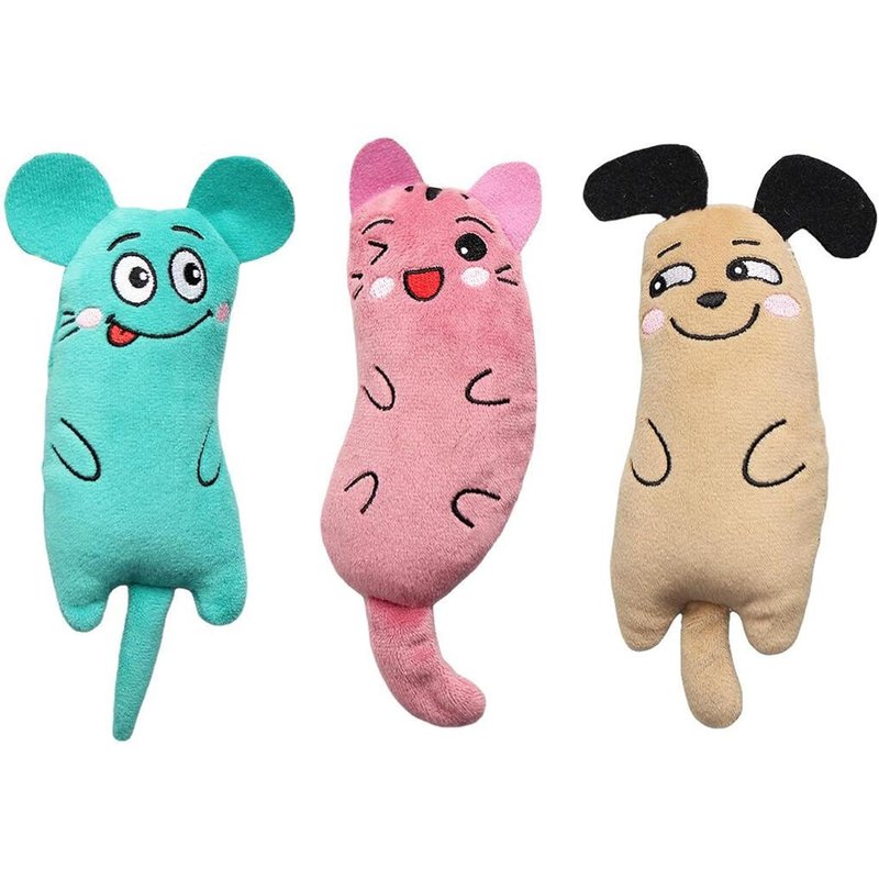 Letnerny-Lot De 3 Jouets Interactifs Pour Chat D'intérieur - Jouets En Peluche Doux Pour Nettoyer Les Dents De Chat - Jouets À Mâcher Pour Animaux De Compagnie Pour Nettoyer Les Dents