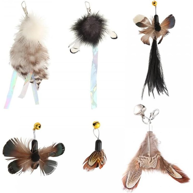 Letnerny-Jouets Pour Chat Avec Plumes,Plumes Interactives De Rechange De Chat Avec La Cloche Pour Des Jouets De Baguette De Chat