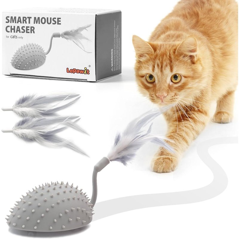Letnerny-Jouet Interactif Pour Chat - Souris Intelligente Électronique Avec Plumes - Rechargeable Par Usb - Jouet Automatique Pour Chat D'intérieur