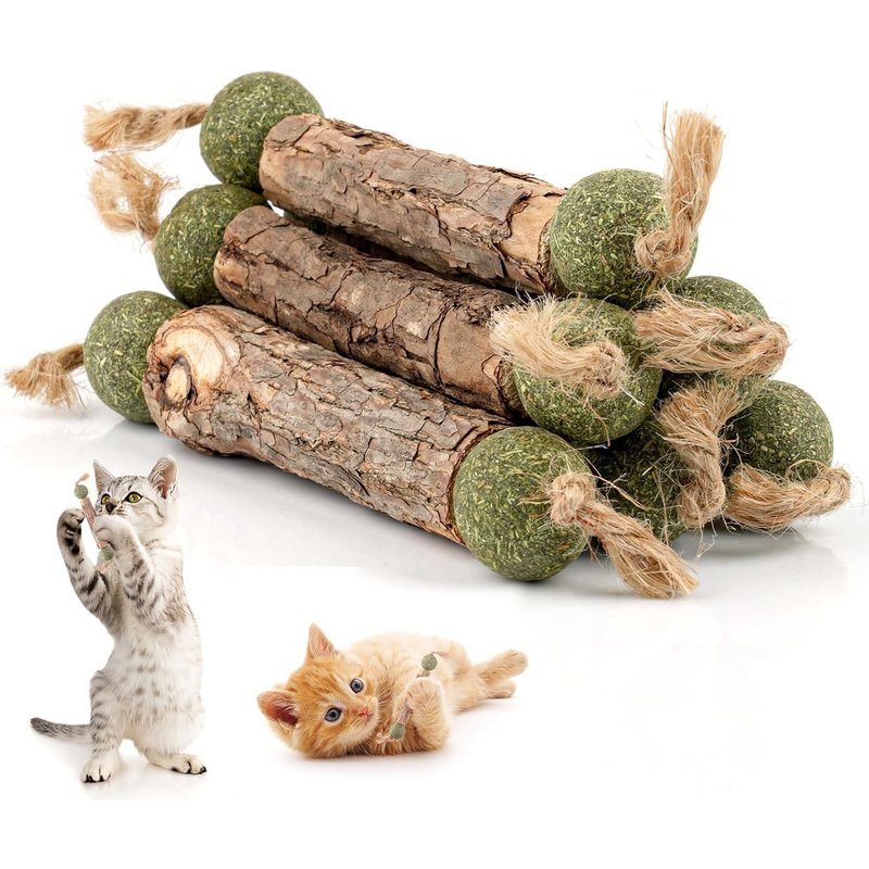 Letnerny-6 Pcs Bâtonnets Herbe À Chat, Jouet À Mâcher Pour Chats, Jouets À Boule D'herbe À Chat Pour Grincer Des Dents Et Nettoient Les Dents