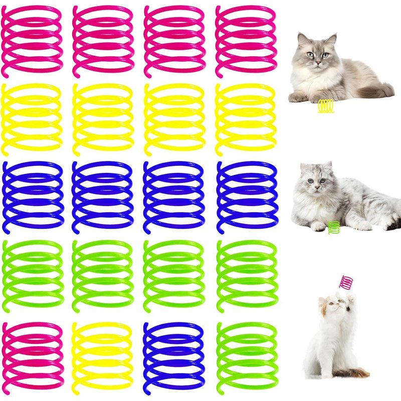 Letnerny-20 Pièces Coloré Jouet Ressorts Chat, Jouet Ressorts Chat, Jouets De Ressorts En Spirale En Plastique Interactif Chat, Pour Les Chats, Les Chatons, Les Animaux Domestiques
